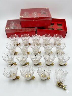 Vintage Christmas Flower Candle Clips 19pc Lot w/ Original Boxes MidCentury Rare